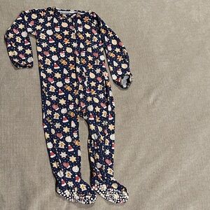 Charming Navy Kids Footie with Festive Design